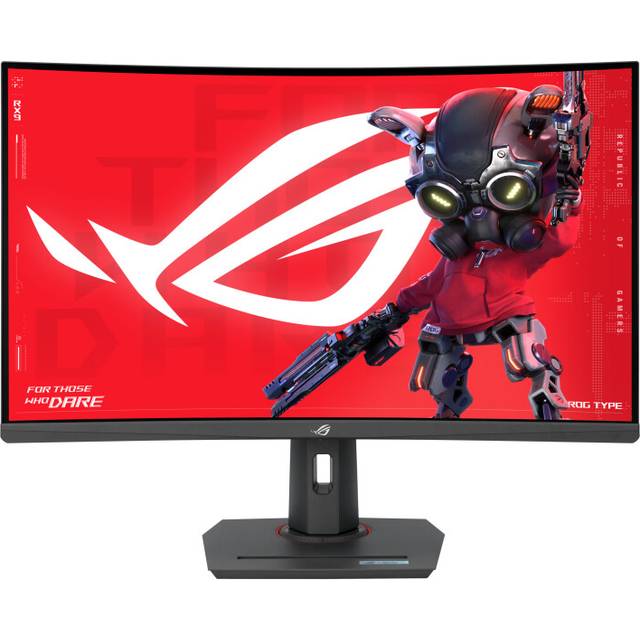 ASUS ROG Strix XG32WCS 32 tums spelskärm (2560 x 1440, krökt, 180 Hz (över 144 Hz), Fast VA, Extreme Low Motion Blur Sync, USB Type-C, DisplayWidget Center, stativport, HDR)