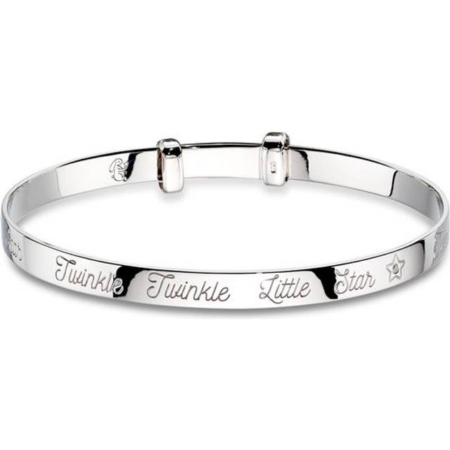 Little Star Silver Twinkle Diamond Baby Bangle - silver