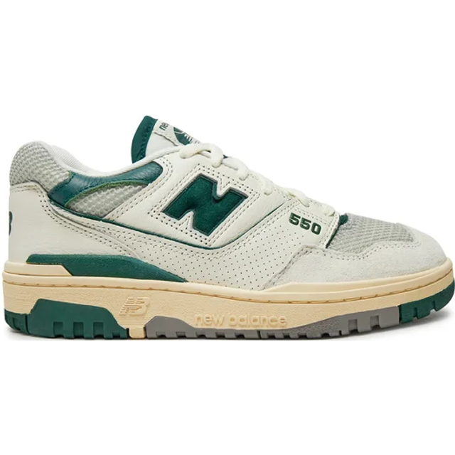 New Balance BB550 Trainers White Green Mesh, 4