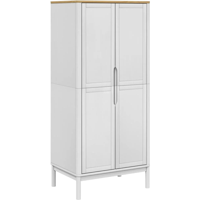 (white) vidaXL Wardrobe Closet Clothes Organiser Storage Cupboard Solid Wood Pine