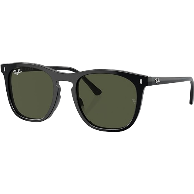 Ray - Ban Unisex RB2210 901/31 Solglasögon Acetat Svart Grön Fyrkantig Normal