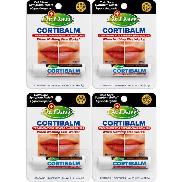 Dr. Dan's Cortibalm- 4 Pack- for Dry Cracked Lips - Healing Lip Balm for Severely Chapped Lips - Designed for Men  Women and Children - 4 Pack
