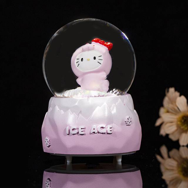 (StyleC) Pet Cartoon Cute Dog Crystal Ball Decorated With Resin Night Light Button Cell