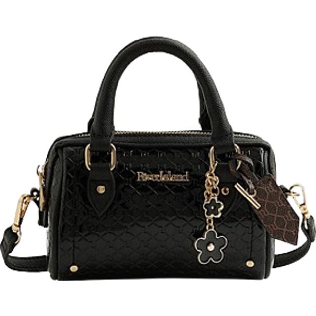 River Island Womens Black Embossed Bowler Mini Cross Body Bag - One Size