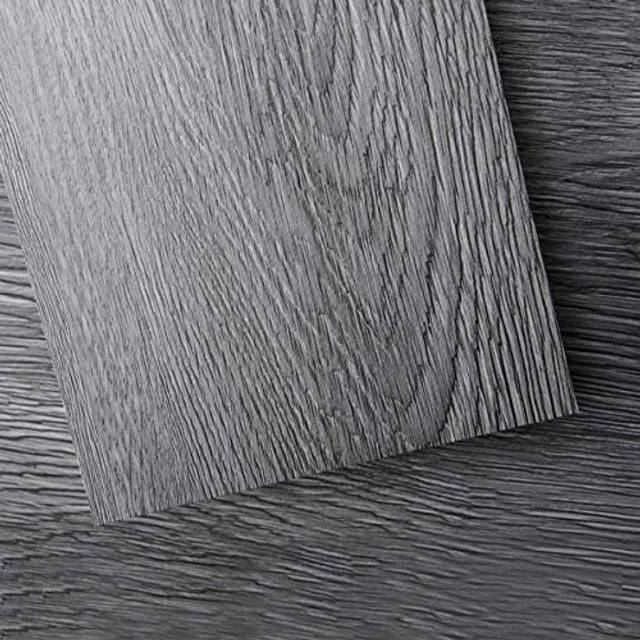 Art3d Peel and Stick Floor Tile Vinyl Wood Plank 12-Pack 18 Sq.Ft  Deep Gray  Rigid Surface Hard Core Easy DIY Self-Adhesive Flooring