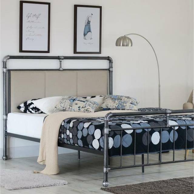 Metal Industrial Scaffold Pipe Bed Frame - Grey / Single