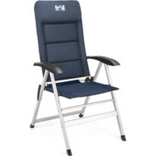 Reclining Camping Chair Folding Aluminium Garden Recliner Sponge Padded Trail - Blue - One Size