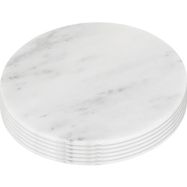 Argon Tableware Round Marble Placemats - 30Cm - White - Pack Of 6, White