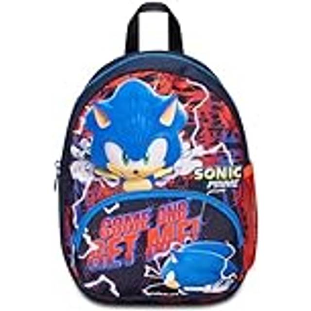 SONIC Small, Röd Blå Ryggsäck - Sidofickor Flaskhållare, Framficka, Barndagis Ryggsäck - Barn Skolryggsäck, Flerfärgad, dagis ryggsäck