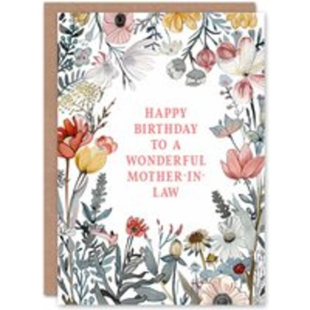 Mother in law happy birthday summer meadow floral garden flowers greeting card