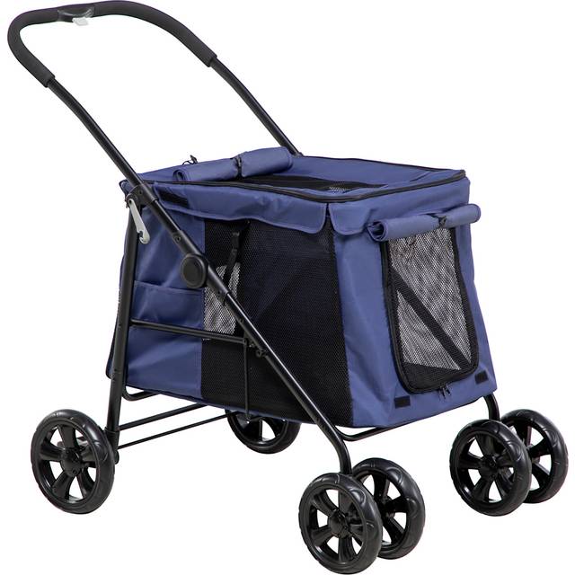 PawHut Blue Foldable Pet Stroller with Mesh Window - 53.5 x 82 x 21.5cm