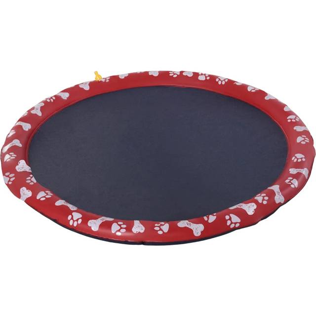 PawHut 150cm Non Slip Red Splash Pad - 8 x 150 x 150cm