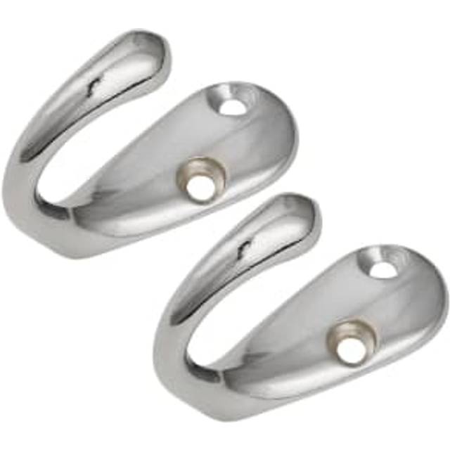 Wickes Chrome One Prong Hook - Pack of 2 - Polished Chrome