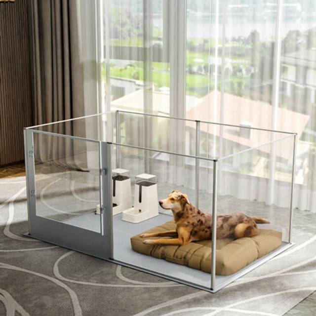 6 panels clear acrylic dog whelping fence box large pet playpen high sided cage