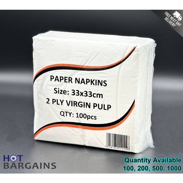200 X Paper Napkins 2Ply For Party Folded Dinner Napkins More Absorbent | 33CM X 33CM