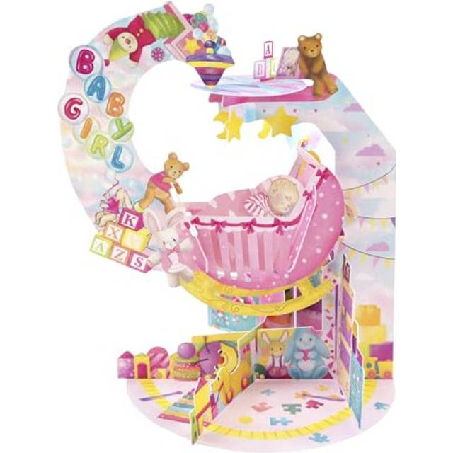 Santoro 3d pop-up pendulum baby card - baby girl