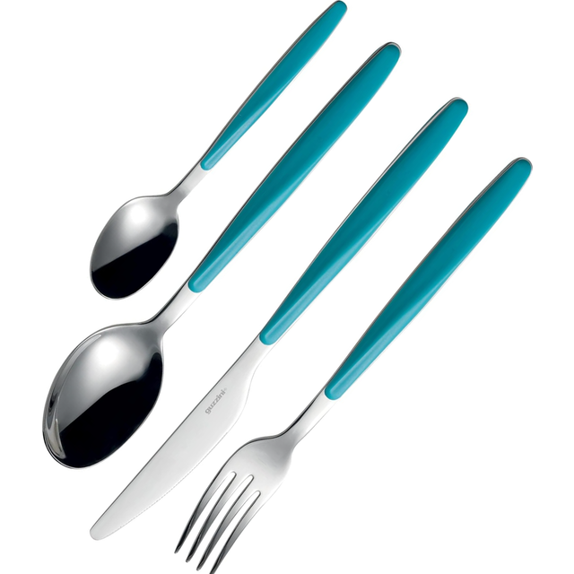 Guzzini Cutlery, ABS, 304 (18/10), Stainless Steel AISI 420 (Knife), Matt Blue, 16.8 x 7.5 x 25.5 cm