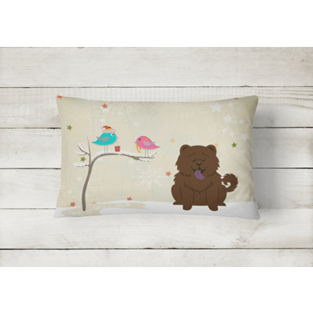 Caroline's Treasures BB2613PW1216 Christmas Presents between Friends Chow Chow Chocolate Canvas Fabric Decorative Pillow  12 H x 16 W  Multicolor