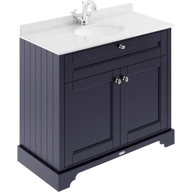 Hudson Reed Old London Twilight Blue 1000mm White Marble &amp; 1TH Bas