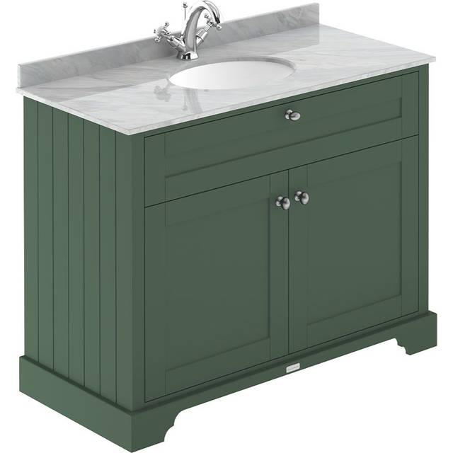 Old London Floor Standing 2 Door Vanity Unit With 3 Tap Hole Grey Marble Top 800Mm - Hunter Green