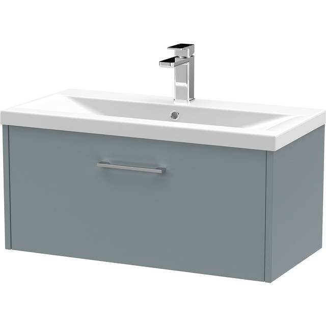 Hudson Reed Juno Coastal Grey 800mm Wall Hung Single Drawer Vanity Uni
