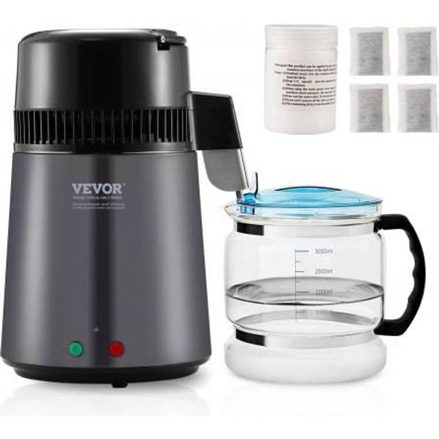Vevor BXGZLSJXB4LDXH9BQV1 4 Liter 750W Water Distiller Water Purifier Filter Countertop Stainless Steel Interior, Dark Gray