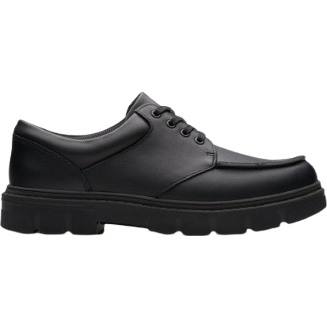 Clarks Premium Lorcam Edge Y Oxford Flat, Svart läder, 40.5 EU
