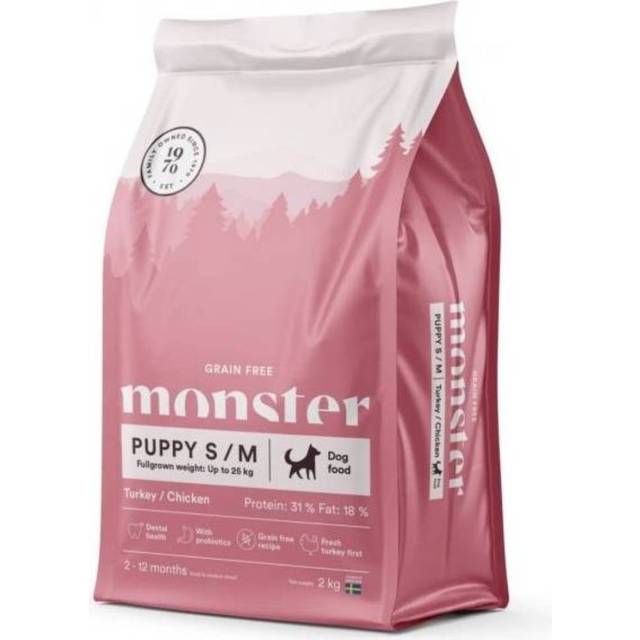 Monster Pet Food Dog Original Grain Free Puppy S/M Turkey & Chicken 2 kg