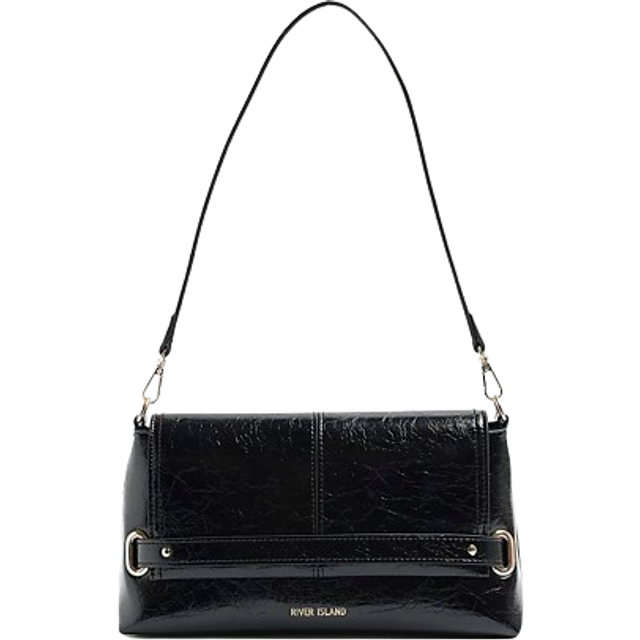 River Island Womens Black Fold Over Small Clutch Bag - One Size