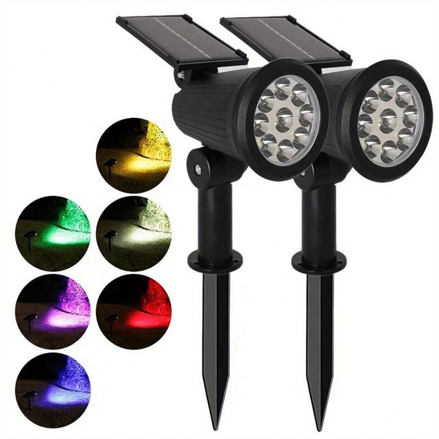 SHEIN 1pc Solar Garden Spotlight, RGB LED Outdoor Flood Light For Trees & Lawns, Halloween Decor, Christmas Gift Idea, Villa Landscape, Roadside & Courtyard