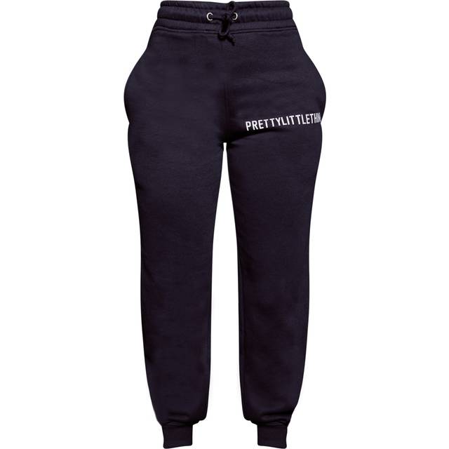 PRETTYLITTLETHING Navy Logo High Waisted Cuffed Jogger, Blue - XL