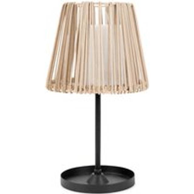 Valuelights - Solar Powered Natural Rattan Outdoor Tabletop Light, Garden Table Lamp