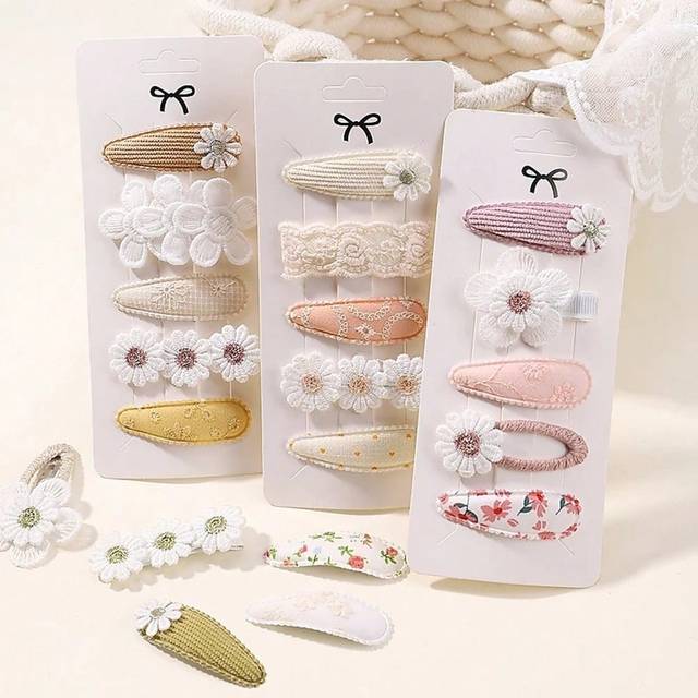 SHEIN 5/Pcs Mini Baby Girl Hair Clip Cute Floral Bow Bunny Princess Hairpin For Toddler Girl Lovely  Side Clip Hair Accessories