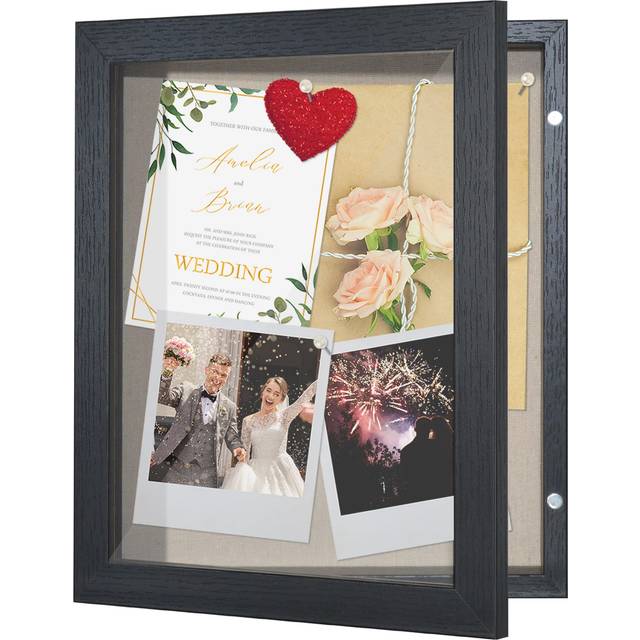 Americanflat Front Opening Shadow Box Frame 8x10 with Door in Black Engineered Wood - Shadow Box Display Case with Shatter Resistant Glass and Hanging