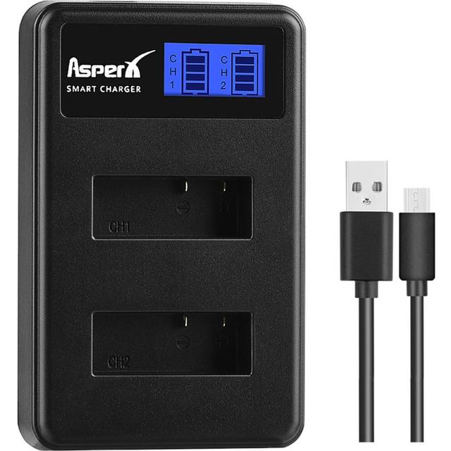 Asperx sjcam sj4000 batteri + usb lcd dubbel laddare för sjcam sj4000 sj5000 sj6000 sj8000 eken 4k h8 h9 git -lb101 git pg900 1050 - 1 laddare