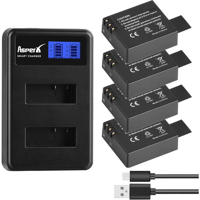Asperx sjcam sj4000 batteri + usb lcd dubbel laddare för sjcam sj4000 sj5000 sj6000 sj8000 eken 4k h8 h9 git -lb101 git pg900 1050 - 4b med laddare
