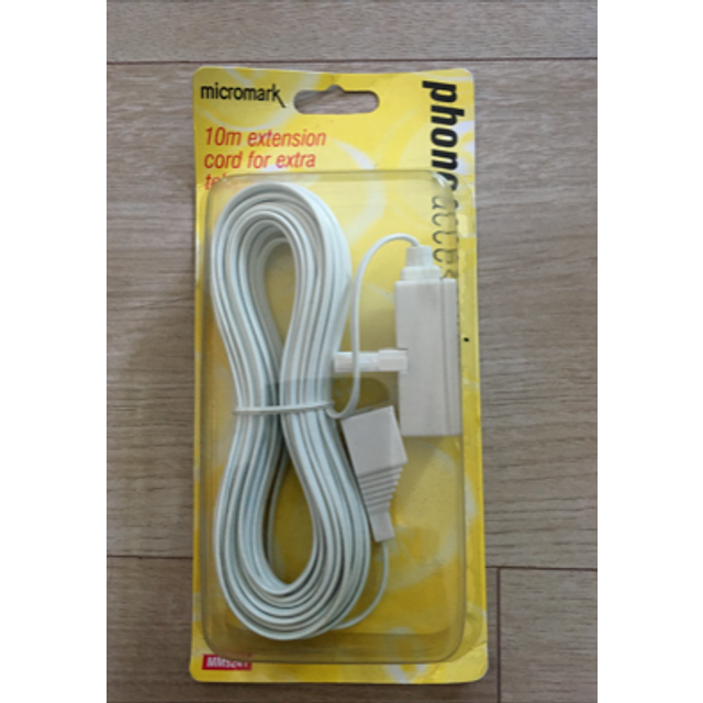 10m telephone cord lead 10 meter extension cable for phone - white