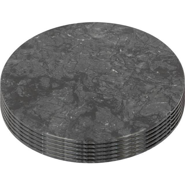 Round Marble Placemats - 30cm - Pack of Six - Black