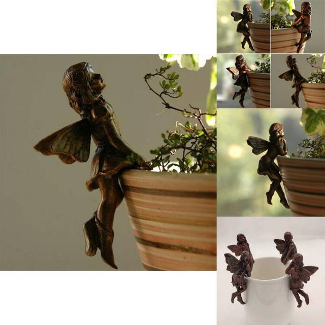 Beautifully Crafted Fairy Garden Statues Set With Unique Hanging Planter Design