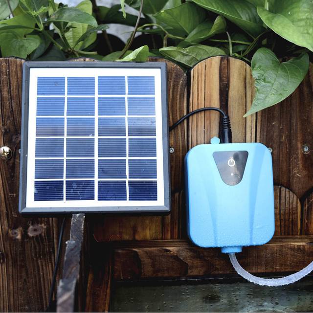 Solar Powered/DC Charging Oxygenator Water Oxygen Pump Pond Aerator with Air Stone Aquarium Air pump