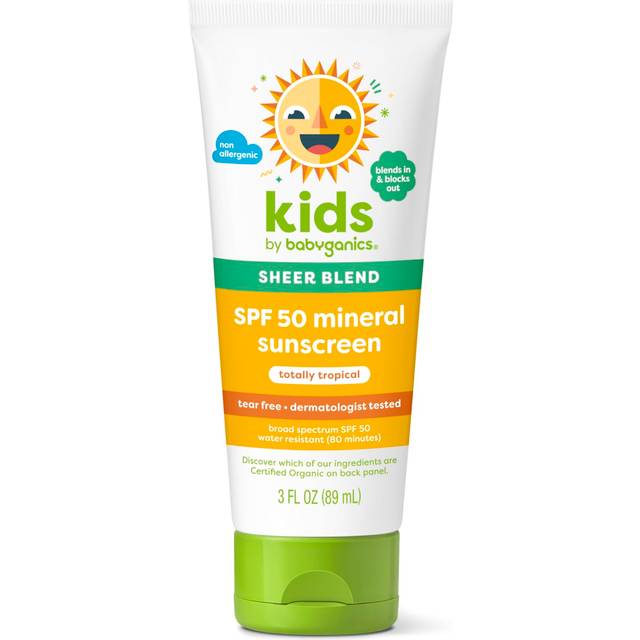 Babyganics Kids Sunscreen Sheer Blend SPF 50 Mineral Lotion Totally Tropical 3 fl oz