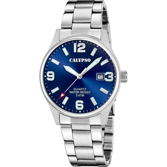 Calypso Mens Blue Stainless Steel Watch K5860/3 - Silver