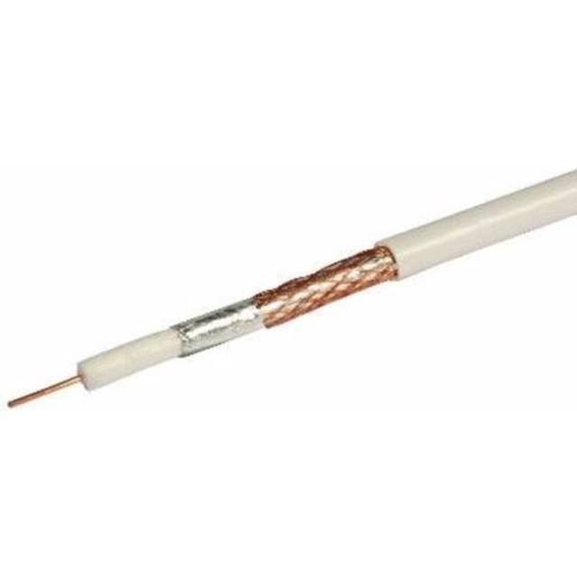 Philex White Single 1mm Solid Copper 75Ohm PF100 Digital Satellite Cable With Foam Filled PE Copper Foil & Bare Copper Braid - 100 Meter