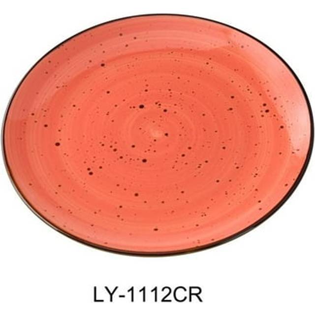 Yanco LY-1112CR Lyon 12.25 x 1.25 in. Coupe Plate, Coral - Porcelain - Reactive Glaze - Pack of 12
