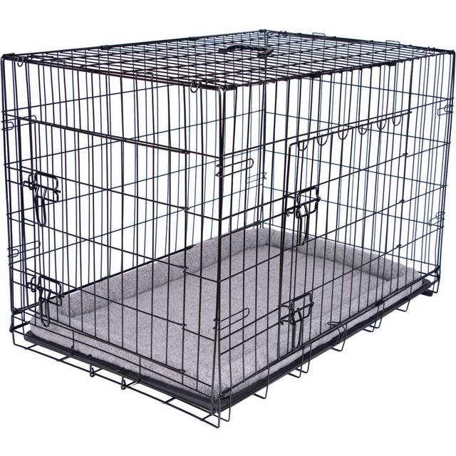 Pretty Pooch Dog Crate w/ Tray, Double Door (XLarge - 42''), Black