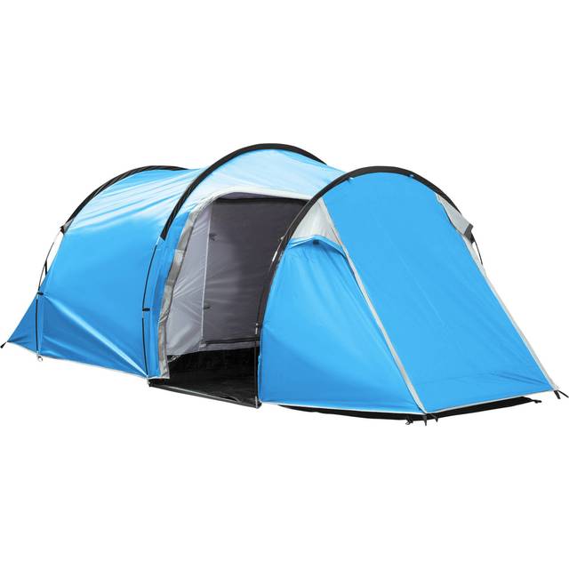 Outsunny 2-3 Man Tunnel Tents w/ Vestibule Camping Tent Porch Air Vents Rainfly Weather-Resistant Shelter Fishing Hiking Festival Shelter Blue | TJ H