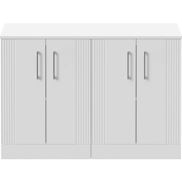 Wholesale Domestic Avant Floor Standing Vanity Unit for Countertop Basins and 4 Doors with Polished Chrome Handles | Satin White | MDF | 1200mm
