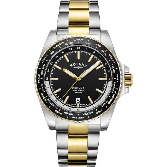Rotary GB05371/04 Henley World Timer Herrenuhr 41mm 10ATM