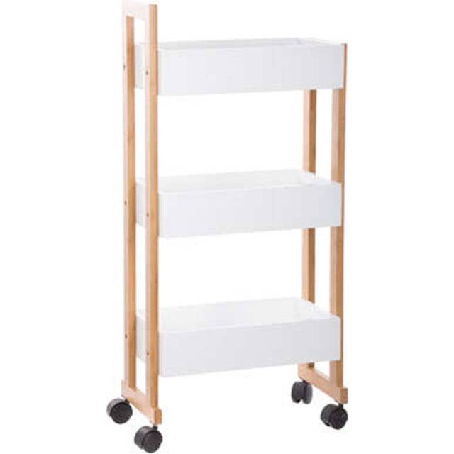 Natureo 3 Tier Bathroom Caddy On Wheels - White (81cm H X 41cm W)
