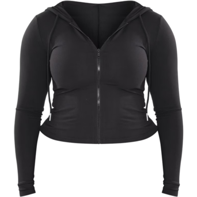 Shape Black Sculpted Zip Through Hoodie, Black - 18